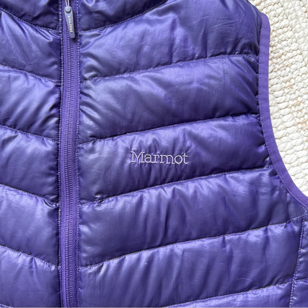 Marmot Down Puffer Vest 800 Fill Full Zip Inside Zip! Packable Womens M Purple - Picture 2 of 16